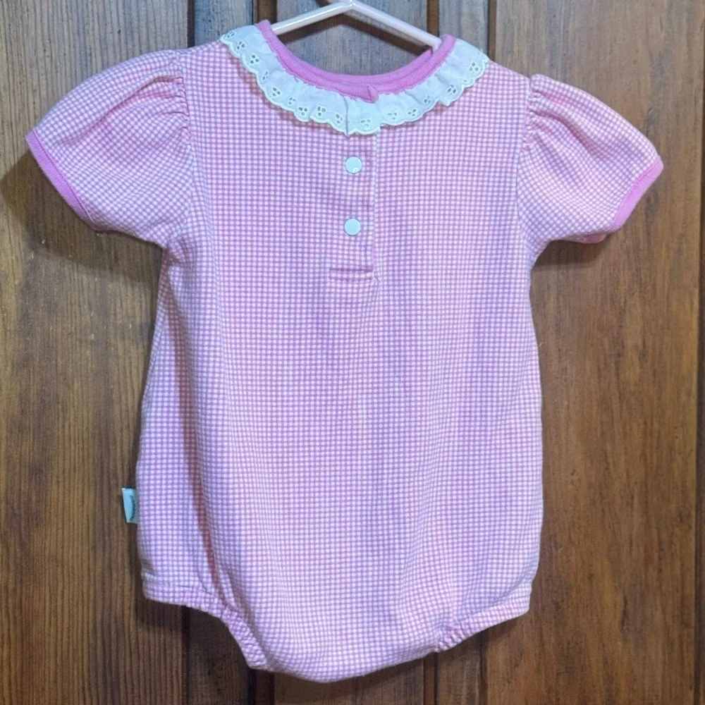 Vintage First Moments Easter Bunny Bodysuit Size 6-9 months Gingham print